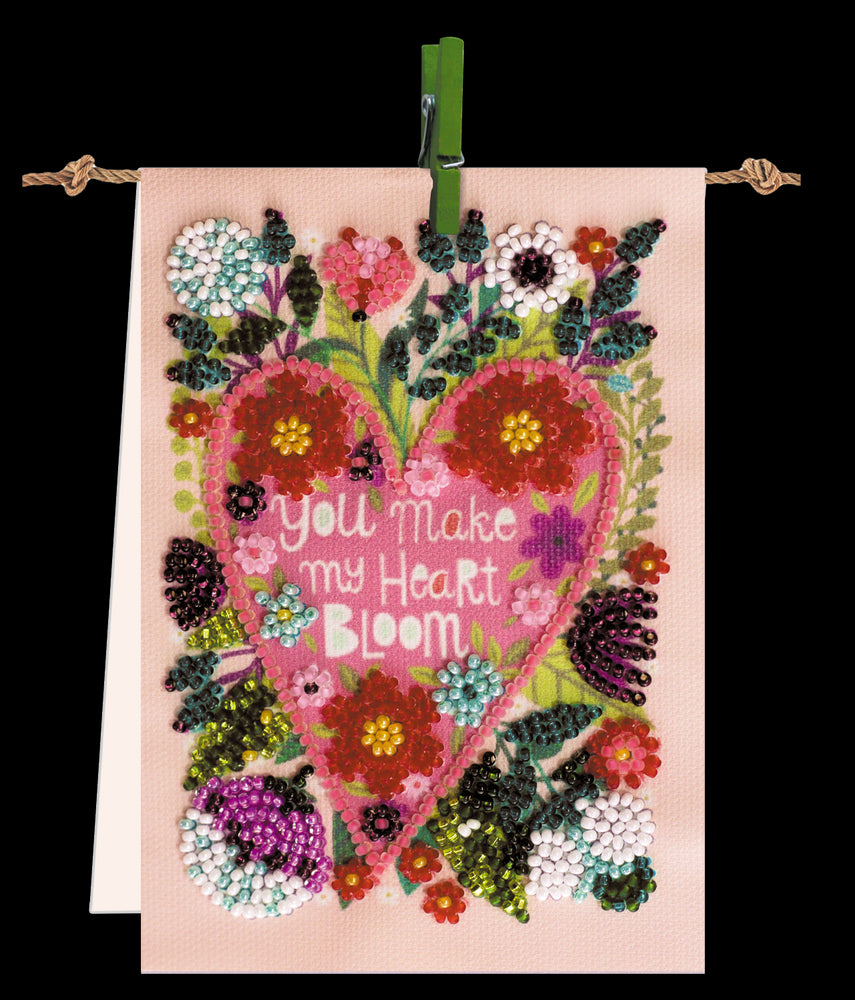 Flags kits with bead embroidery "Happy heart", Pennant-kit Bead Embroidery, Pennant Flag Kit