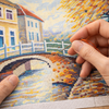 DIY Cross Stitch Kit with Printed canvas "Italian city "