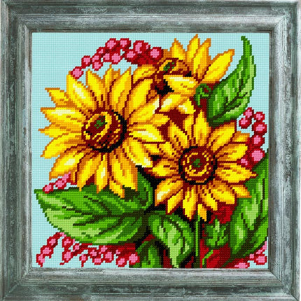DIY Cross Stitch Kit "Sunflower Bouquet" with Printed Tapestry Canvas