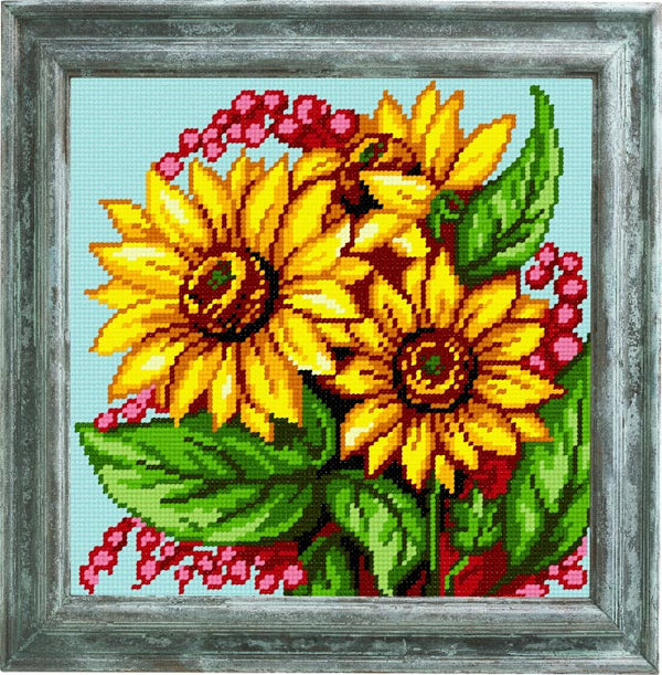 DIY Cross Stitch Kit "Sunflower Bouquet" with Printed Tapestry Canvas