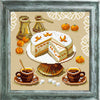 DIY Cross Stitch Kit "Cake and coffee" with Printed Tapestry Canvas