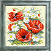 DIY Cross Stitch Kit "Poppies with daisies" with Printed Tapestry Canvas