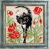 DIY Cross Stitch Kit "Cat in Poppies" with Printed Tapestry Canvas