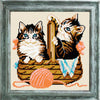 DIY Cross Stitch Kit "Kittens in a Basket" with Printed Tapestry Canvas
