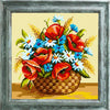 DIY Cross Stitch Kit "A basket with wild flowers" with Printed Tapestry Canvas