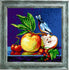 DIY Cross Stitch Kit "Red-flanked bluetail and apples" with Printed Tapestry Canvas