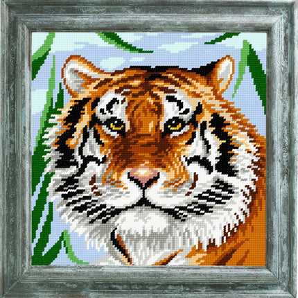 DIY Cross Stitch Kit "Tiger" with Printed Tapestry Canvas