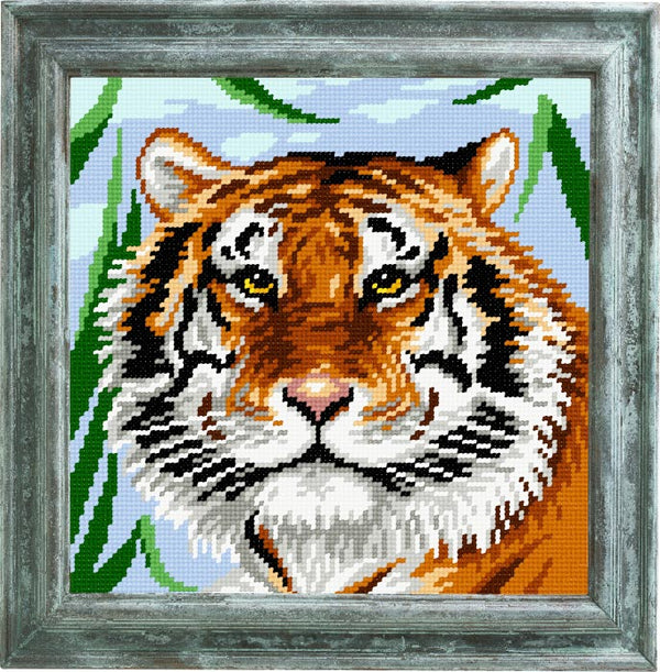 DIY Cross Stitch Kit "Tiger" with Printed Tapestry Canvas