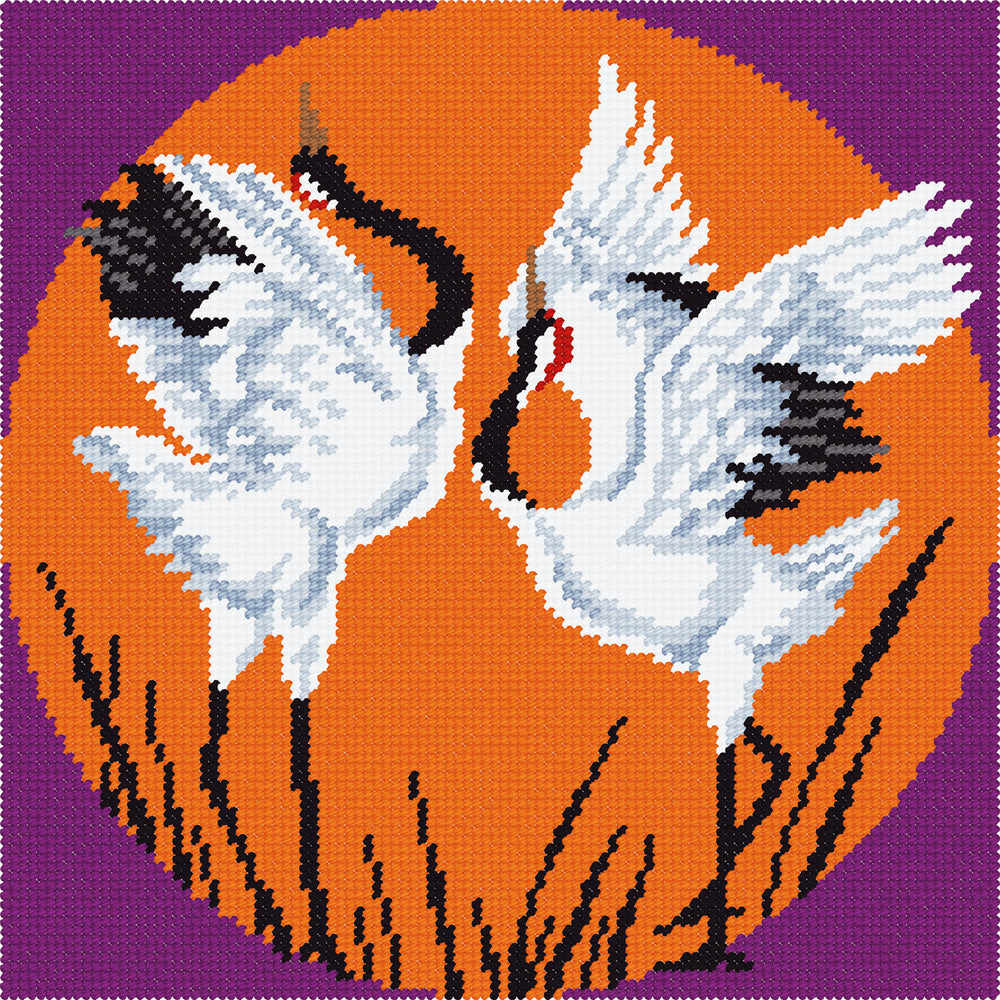 DIY Cross Stitch Kit "Cranes " with Printed Tapestry Canvas
