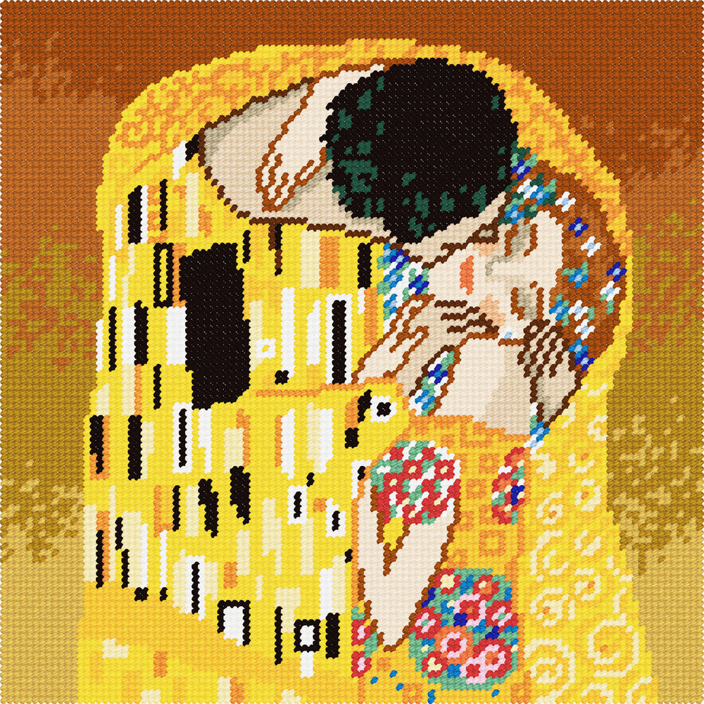 DIY Cross Stitch Kit ""The Kiss", G. Klimt" with Printed Tapestry Canvas