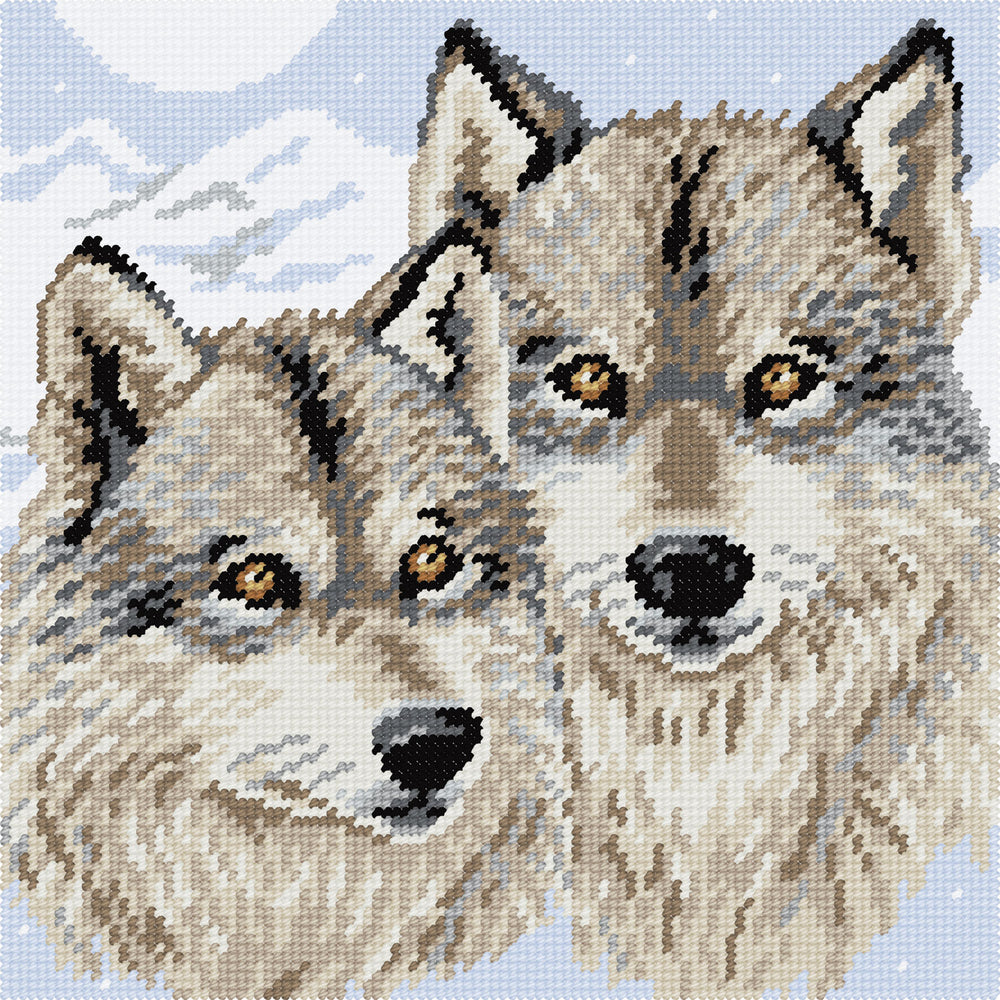 DIY Cross Stitch Kit "Wolves" with Printed Tapestry Canvas