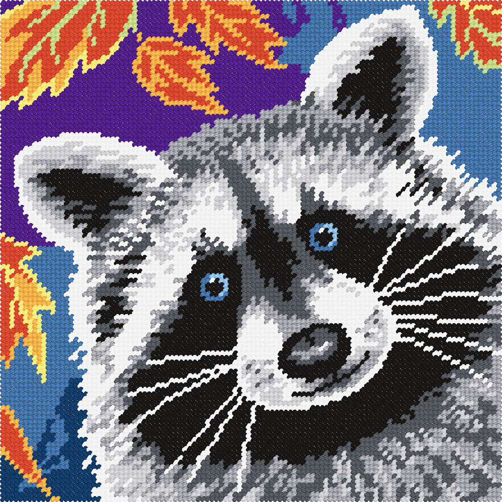 DIY Cross Stitch Kit "Raccoon " with Printed Tapestry Canvas