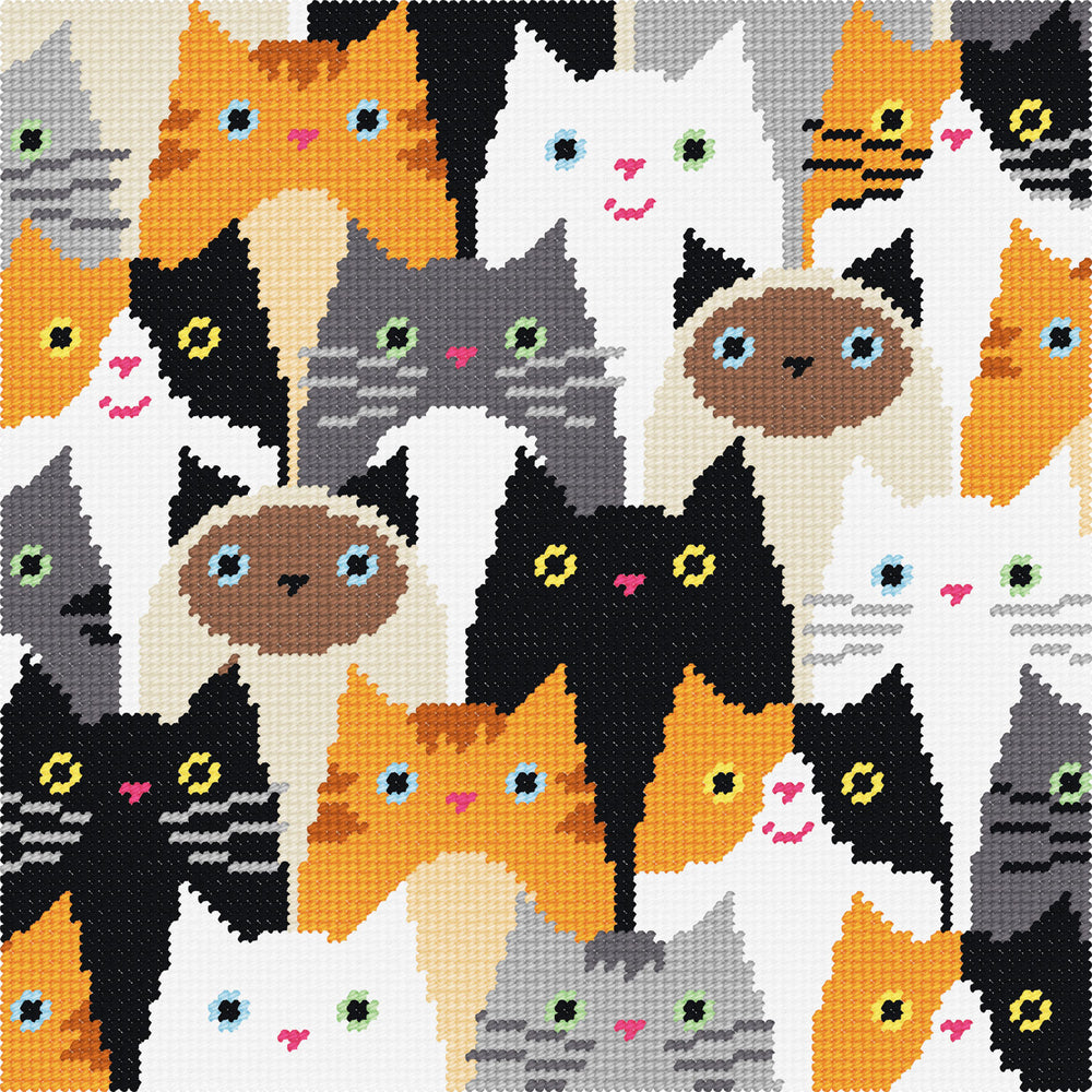 DIY Cross Stitch Kit "Cat choir " with Printed Tapestry Canvas