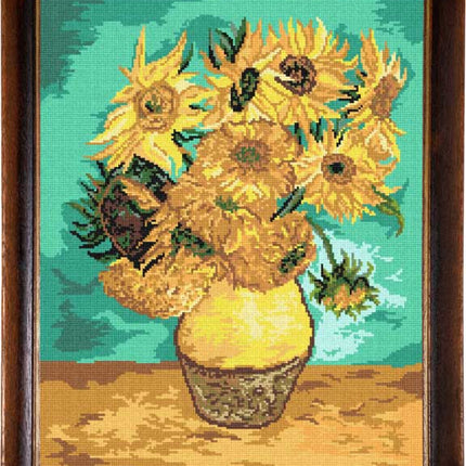 DIY Cross Stitch Kit "13 Sunflowers, V. van Gogh" with Printed Tapestry Canvas, 15.7"x19.7" / 40х50 cm