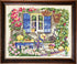 DIY Cross Stitch Kit "Yard with a stream" with Printed Tapestry Canvas, 15.7"x19.7" / 40х50 cm