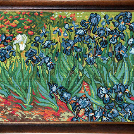 DIY Cross Stitch Kit "Irises, V. van Gogh" with Printed Tapestry Canvas, 15.7"x19.7" / 40х50 cm