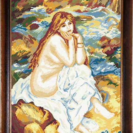 DIY Cross Stitch Kit "The Bather, P.A. Renoir" with Printed Tapestry Canvas, 15.7"x19.7" / 40х50 cm