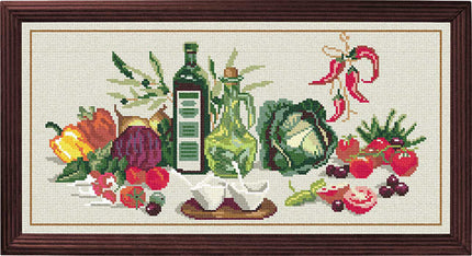 DIY Cross Stitch Kit "Italian still life" with Printed Tapestry Canvas