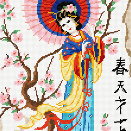 DIY Cross Stitch Kit "Spring and flowers" with Printed Tapestry Canvas