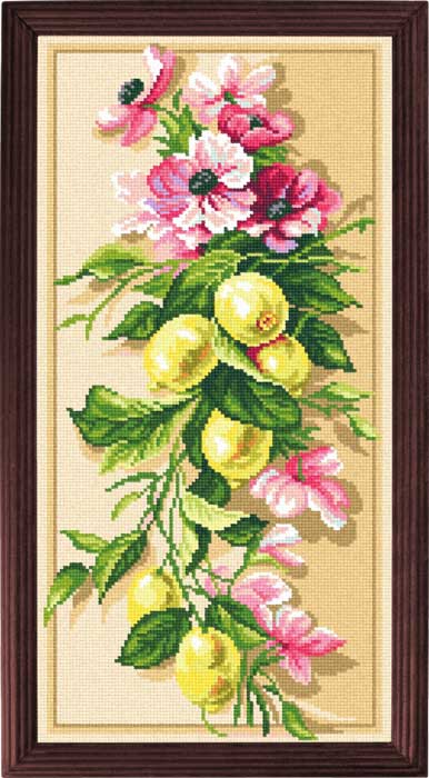 DIY Cross Stitch Kit "Lemon branch" with Printed Tapestry Canvas
