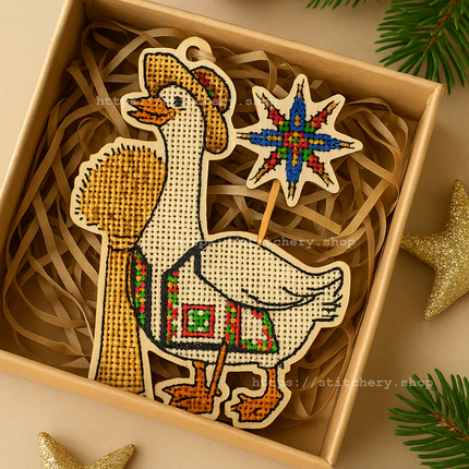 DIY Cross stitch kit on wood "Hrytsko" 5.3x3.5 in / 13.5x9.0 cm