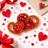 Beadwork kit for creating broоch "Hearts"