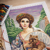 DIY Cross Stitch Kit with Printed canvas "Lady with a dog, F. Marten-Kavel"
