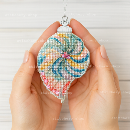 DIY Cross stitch kit "Christmas tree toy - Seashell Spiral"