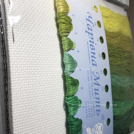 DIY Counted Cross Stitch Pillow Kit "Tropical leaves"