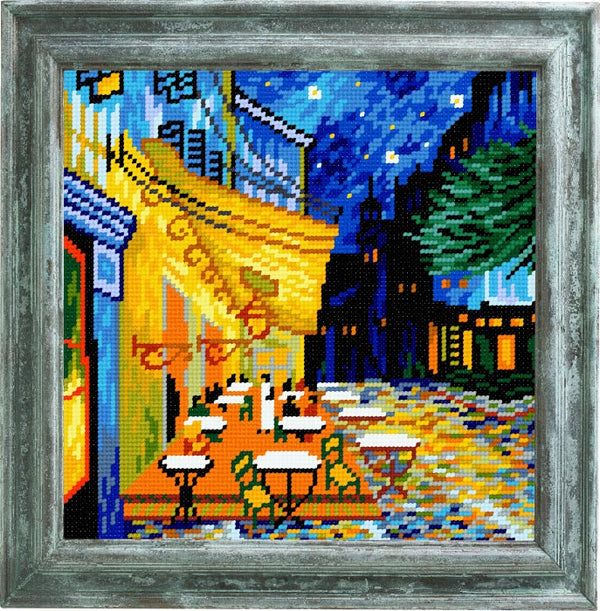 DIY Cross Stitch Kit "Cafe Terrace at Night, V. van Gogh" with Printed Tapestry Canvas