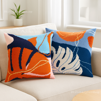 Needlepoint Pillow Kit "Abstract pastel tropics"