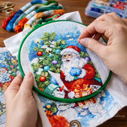 DIY Counted Cross Stitch Kit "Christmas and New Year's sock"