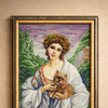 DIY Cross Stitch Kit with Printed canvas "Lady with a dog, F. Marten-Kavel"