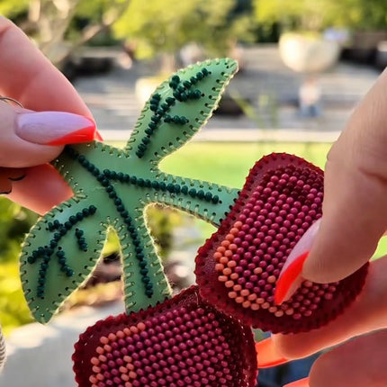Bead Embroidery Charm Kit on Faux Leather – «Cherry »