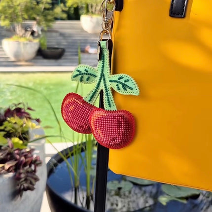 Bead Embroidery Charm Kit on Faux Leather – «Cherry »