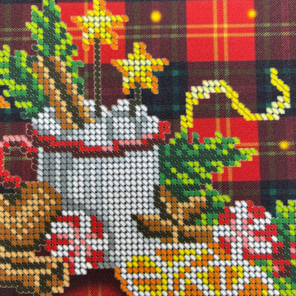 DIY Bead embroidery cushion cover kit "Christmas mood"