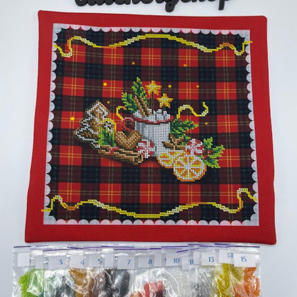 DIY Bead embroidery cushion cover kit "Christmas mood"