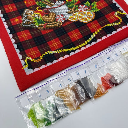 DIY Bead embroidery cushion cover kit "Christmas mood"