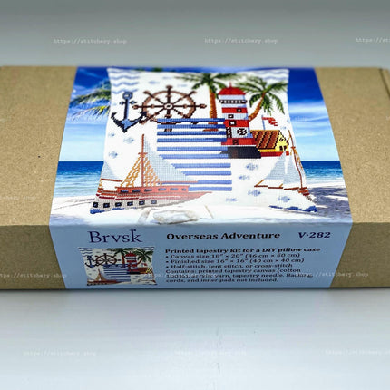 Needlepoint Pillow Kit "Overseas Adventure"
