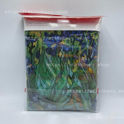DIY Cross Stitch Kit "Irises, V. van Gogh" with Printed Tapestry Canvas, 15.7"x19.7" / 40х50 cm