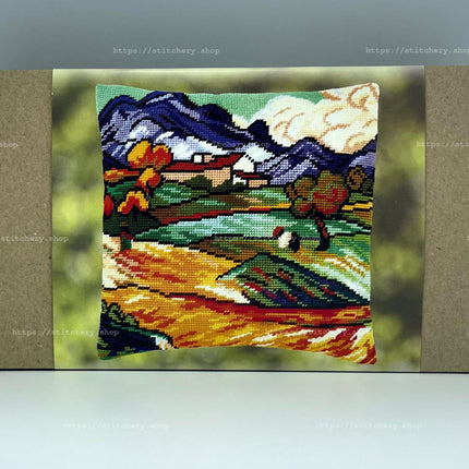 Needlepoint Pillow Kit "Mount Gaussier and Farm Saint Paul"
