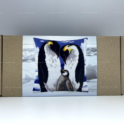 Needlepoint Pillow Kit "Penguins in Love"