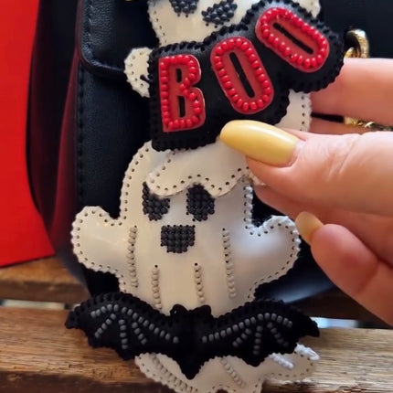 Bead Embroidery Charm Kit on Faux Leather – «Funny Ghosts»