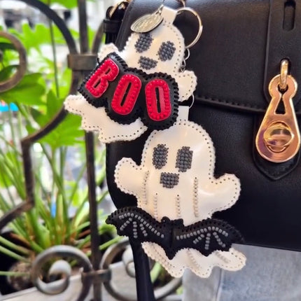 Bead Embroidery Charm Kit on Faux Leather – «Funny Ghosts»