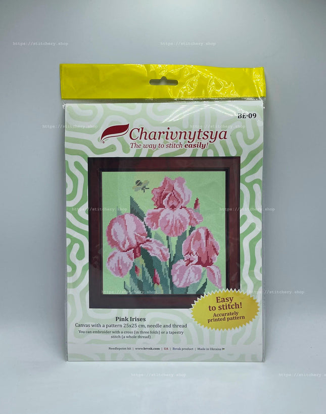 DIY Cross Stitch Kit "Pink irises" with Printed Tapestry Canvas