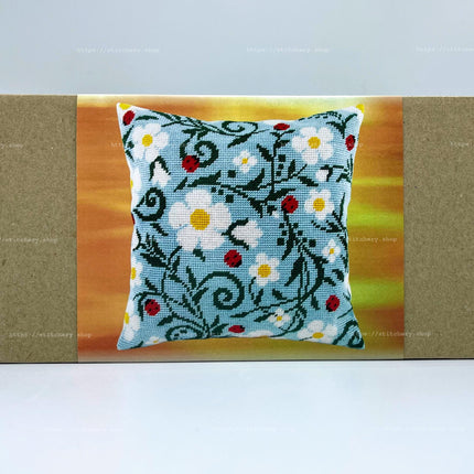 Needlepoint Pillow Kit "Strawberry and Ladybugs"