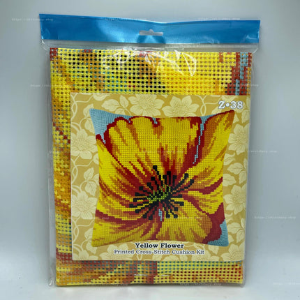 Cross Stitch Pillow Kit "Yellow Flower"