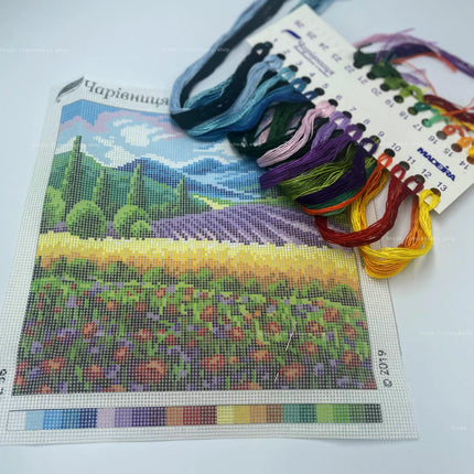 DIY Cross Stitch Kit "Provence" with Printed Tapestry Canvas