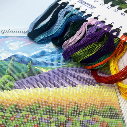 DIY Cross Stitch Kit "Provence" with Printed Tapestry Canvas