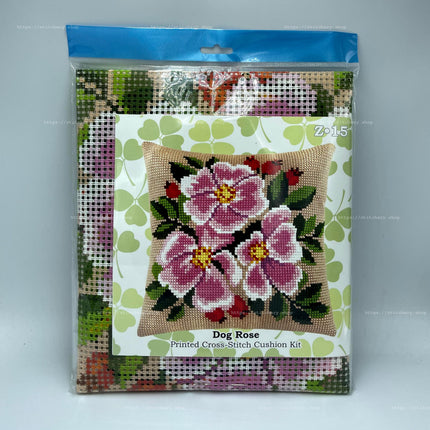 Cross Stitch Pillow Kit "Dog Rose"